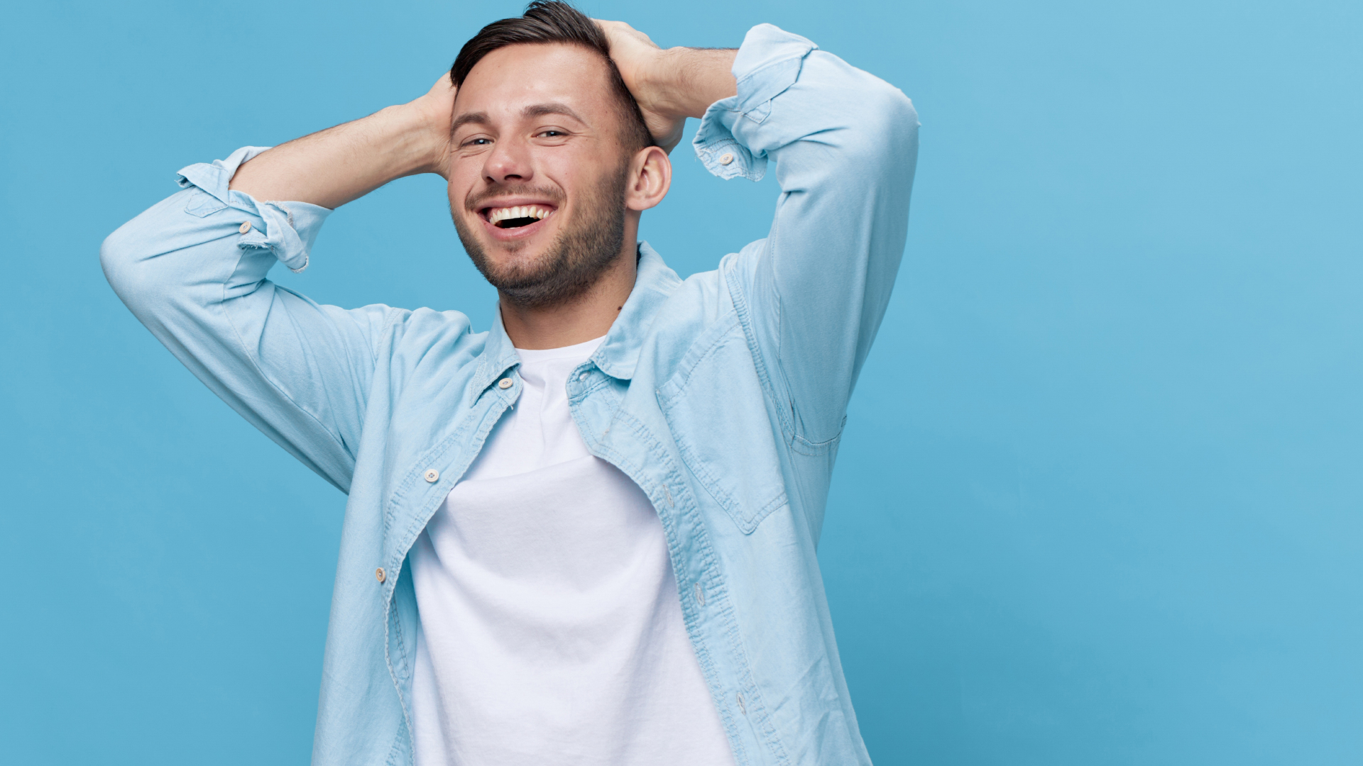 happy man after its hair transplant in Hungary