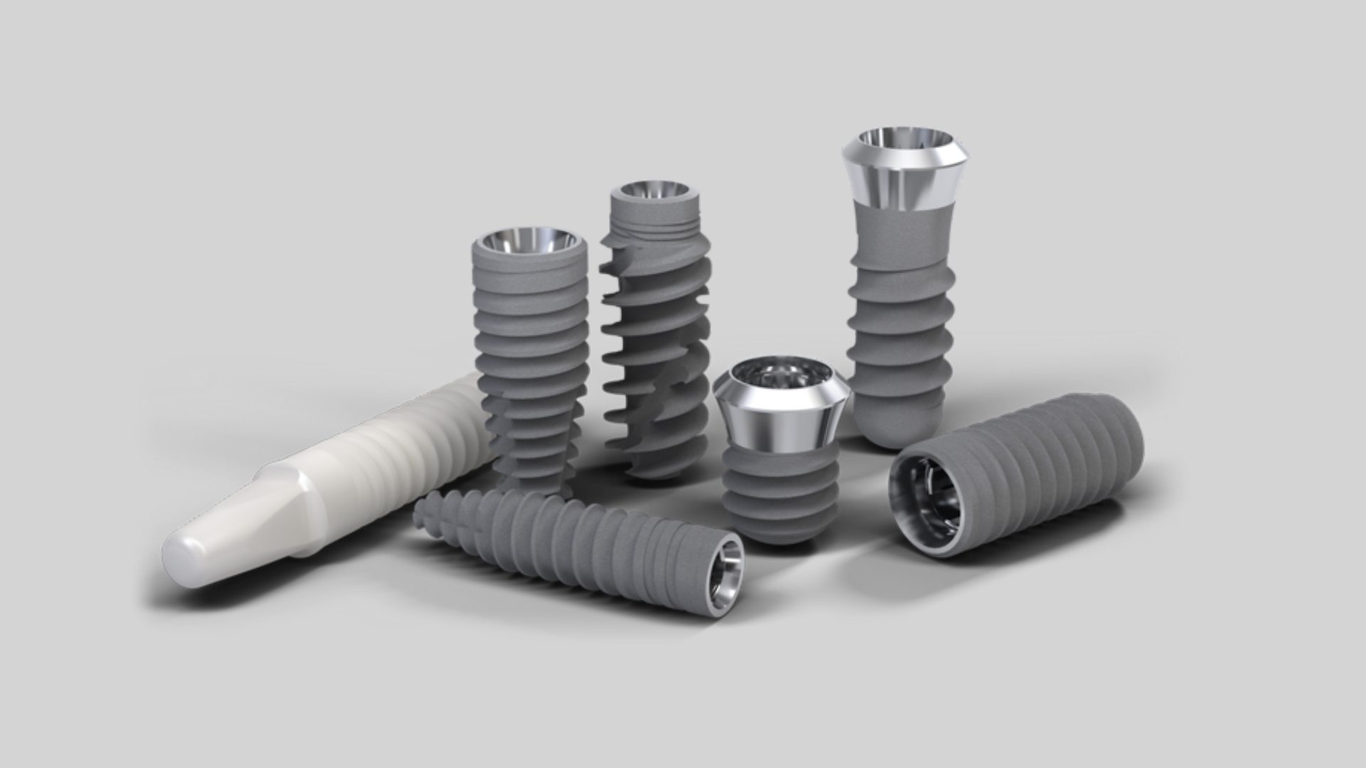 Component abutments of dental implants of various brands and materials
