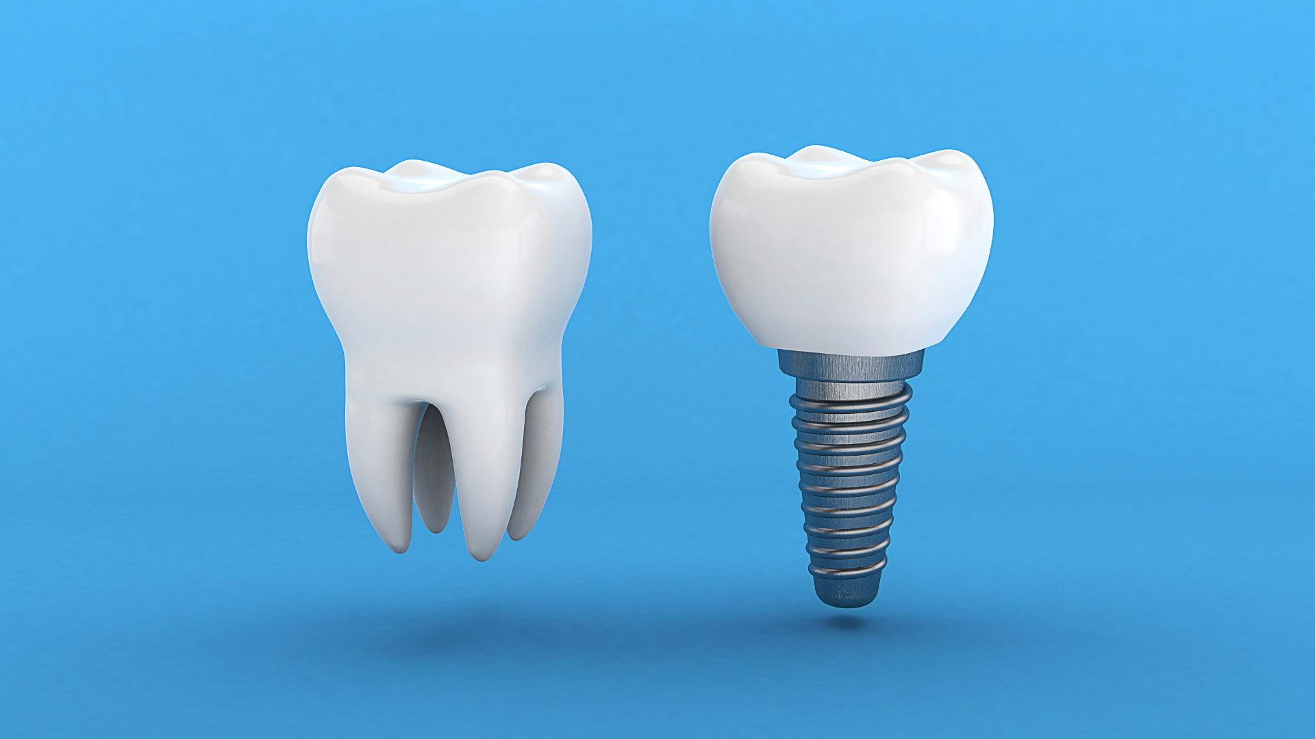 comparaison d’un dents et d’un couronne, vue en 3D