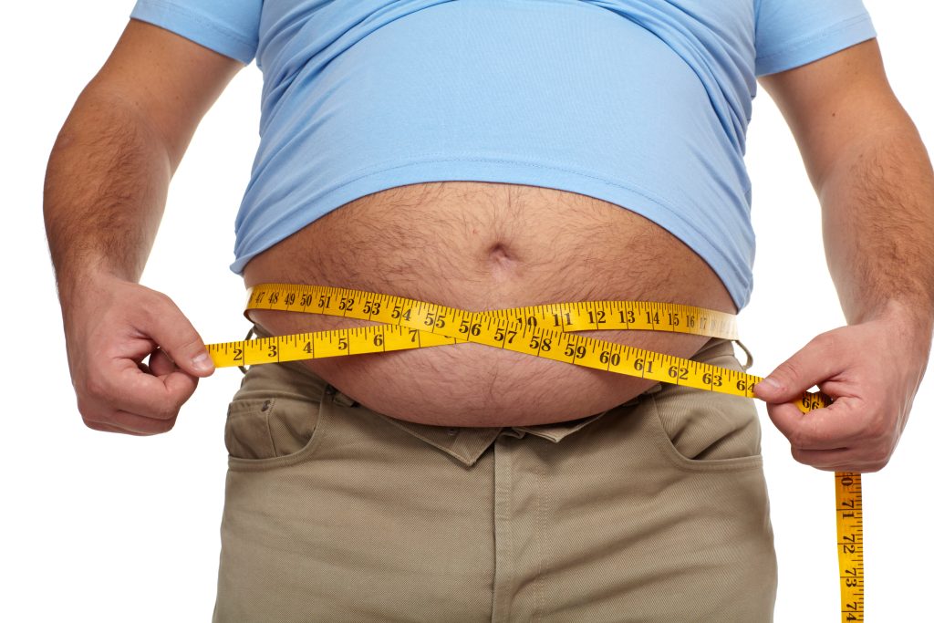 Fat,Man,Holding,A,Measuring,Tape.,Weight,Loss.