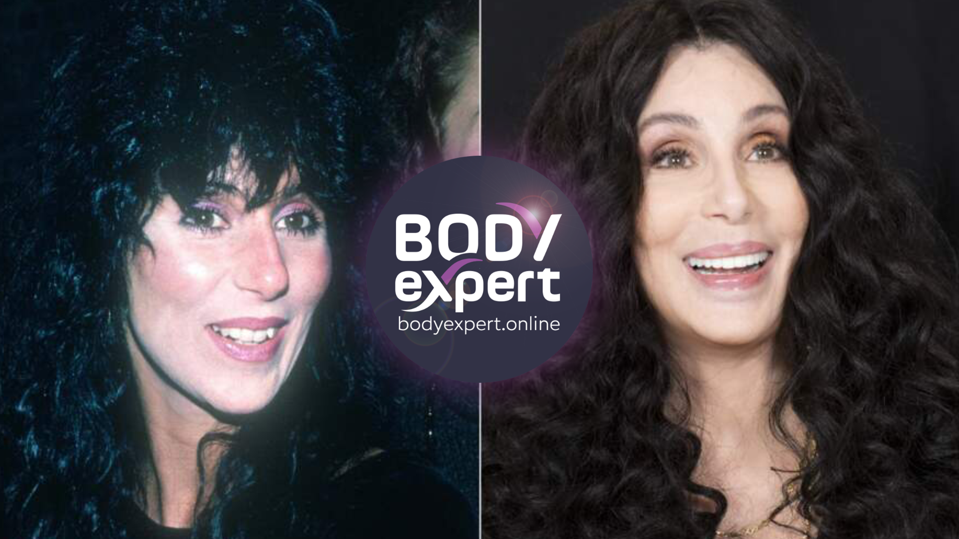 Cher photographiée dans les années 1980, chevelure très volumineuse, à côté d’un portrait récent